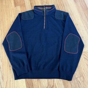 Orvis Sweater Mens L Elbow & Shoulder Patches Wool Heavyweight 1/4 Zip Warm